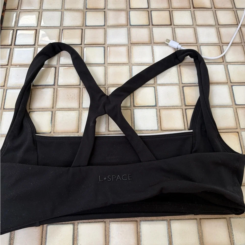 l*space Black and White Two-Tone Sports Bra